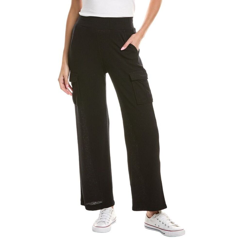 Michael Stars Womens Avery Ribbed Cargo Pant, Black